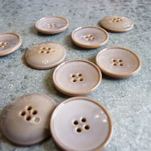 Two Plastic Enamel-Like Buttons - Taupe