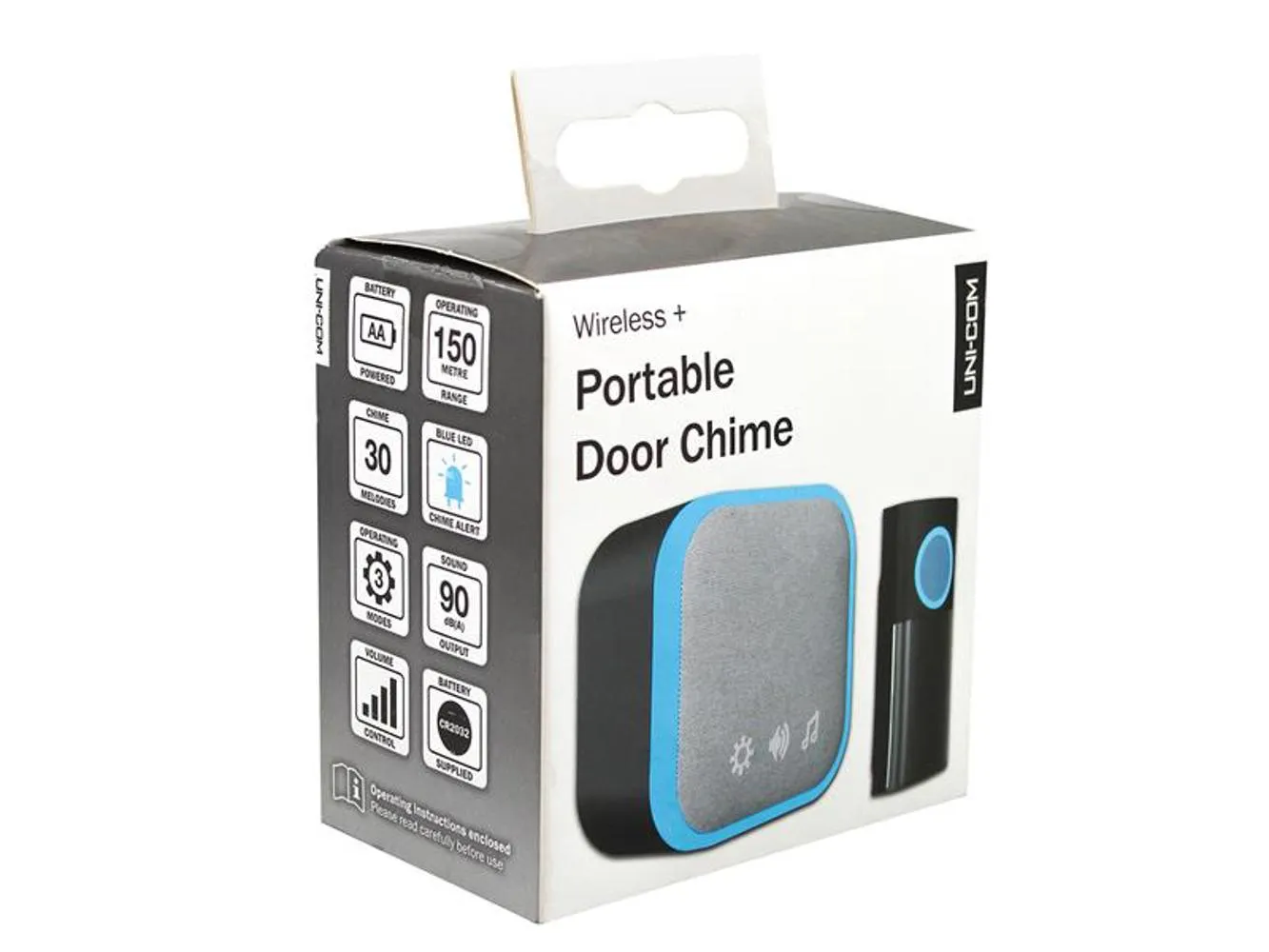 Uni-Com Portable Door Chime, Black