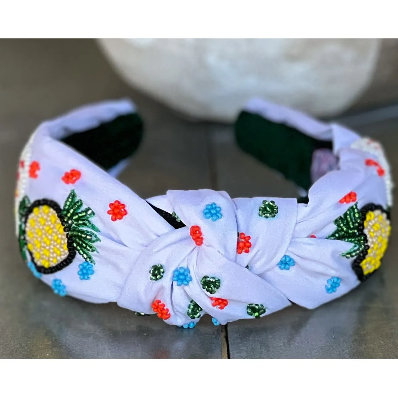 Vacay Vibes Pineapple Seed Beaded Top Knot Headband