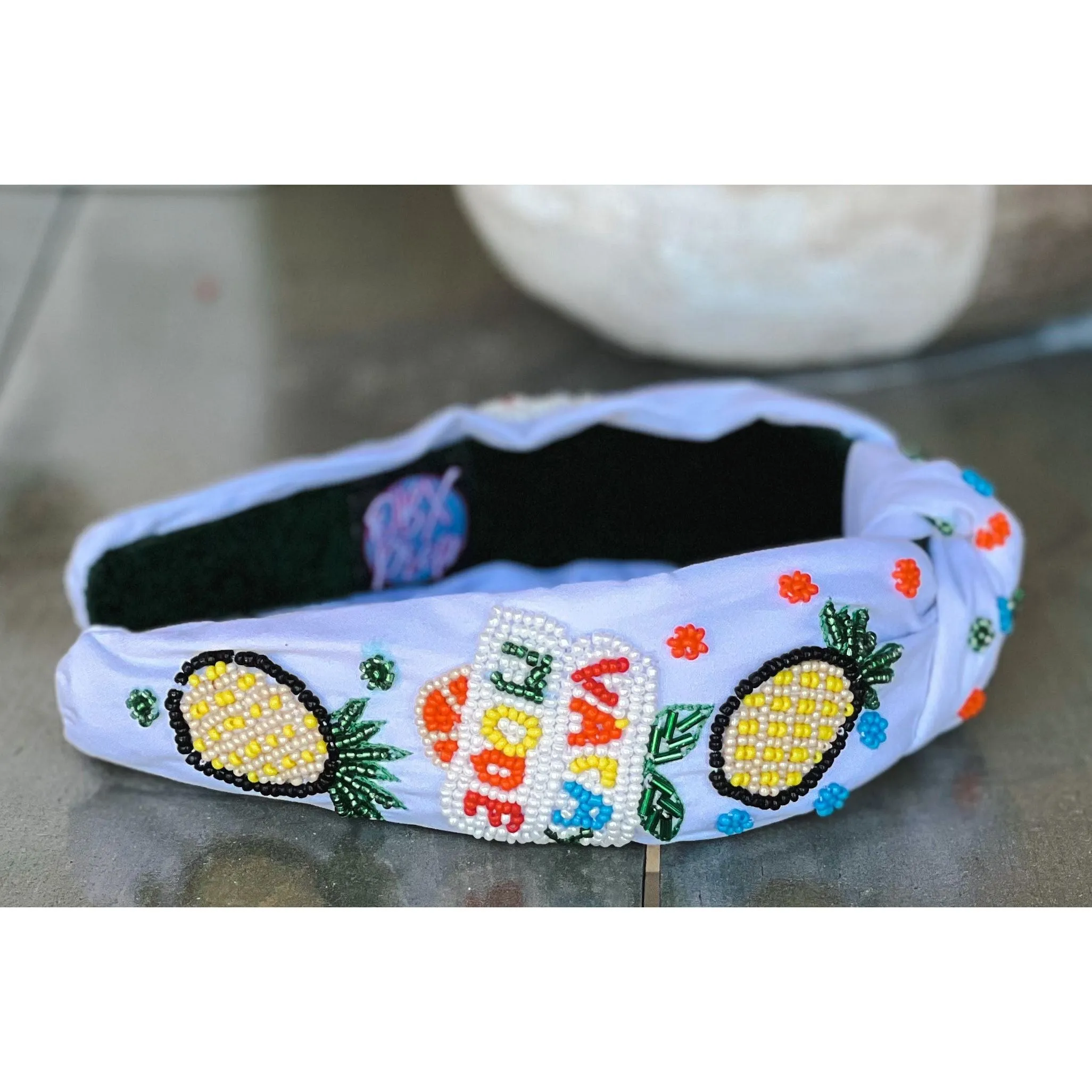 Vacay Vibes Pineapple Seed Beaded Top Knot Headband