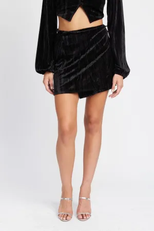 VELVET MINI WRAPPED SKIRT