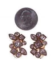 Vintage 1980s Swarovski Crystal Earrings with Gold Plate Detailing
