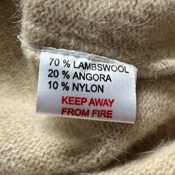 Vintage Prima Lambswool Angora Blend Tan Embroidered Embellished Cardigan