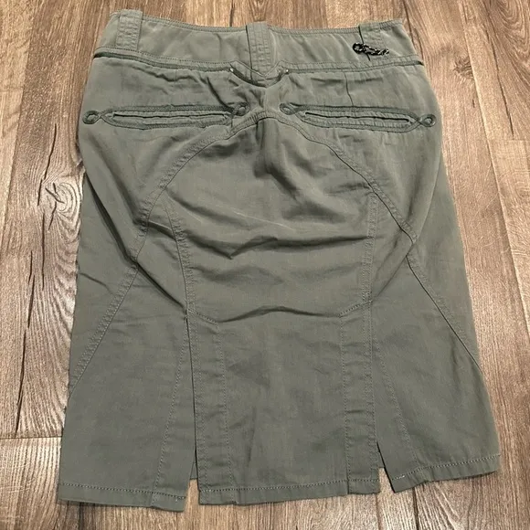 Vintage Women's DIESEL Y2K Military Skirt Khaki Green Size 27 Grunge Boho Rare