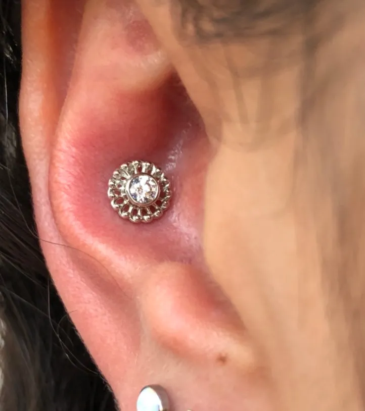 Virtue end - 7mm w/ 3mm  CZ gem - threadless or threaded