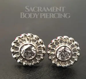 Virtue end - 7mm w/ 3mm  CZ gem - threadless or threaded