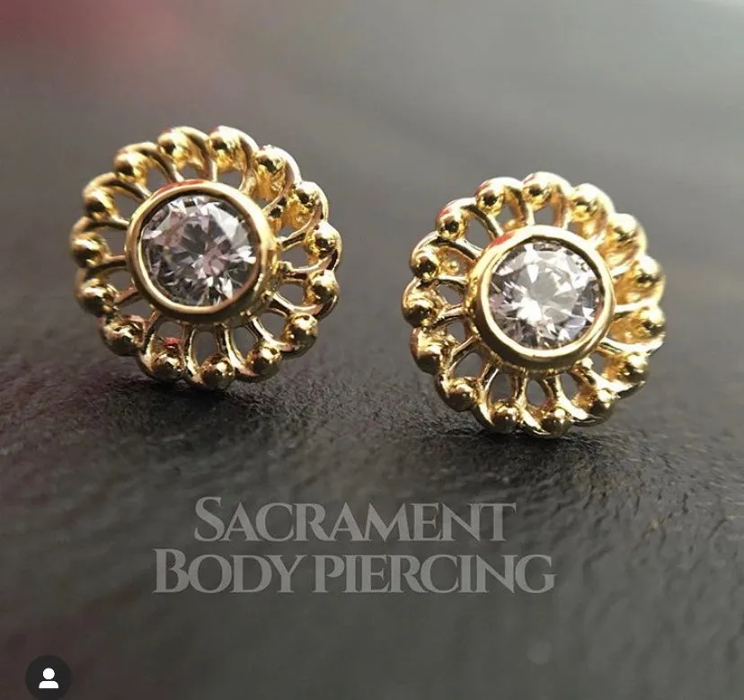Virtue end - 7mm w/ 3mm  CZ gem - threadless or threaded