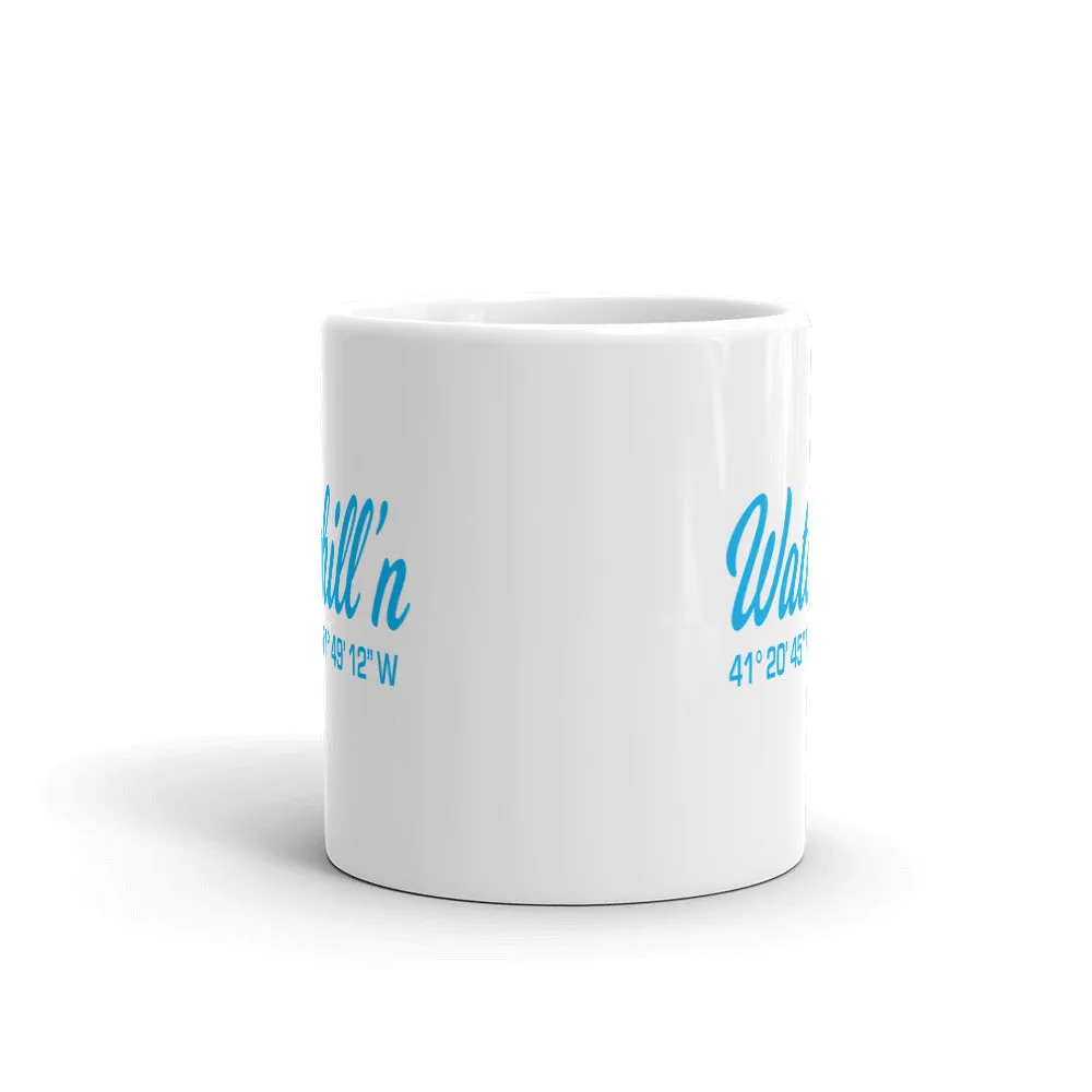 Watchill'n 'Local Coordinates' Ceramic Mug - (Cyan)
