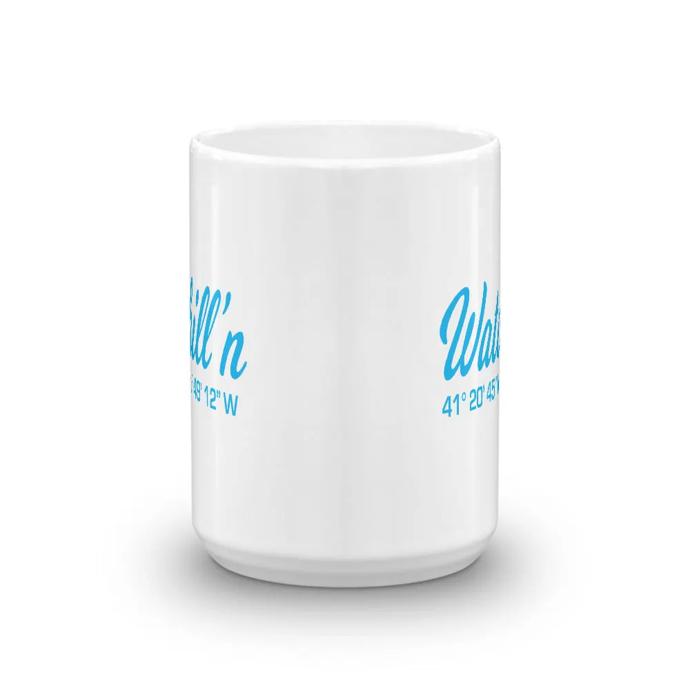 Watchill'n 'Local Coordinates' Ceramic Mug - (Cyan)
