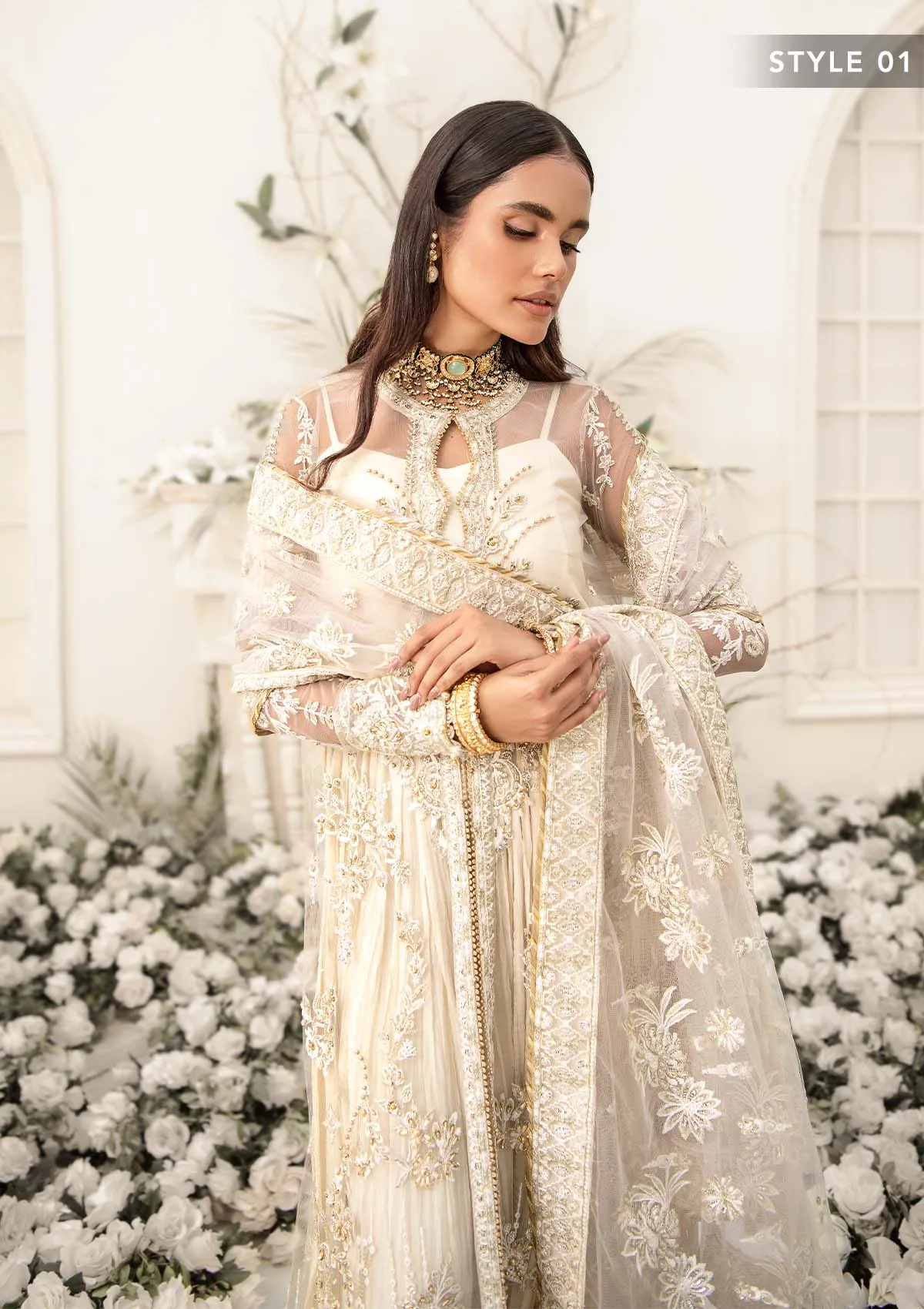 Wedding Festive '22 - Look 06 |  AIK Atelier Wedding Festive Unstitched Luxury Collection 2022 | Embroidered Net Organza Suits