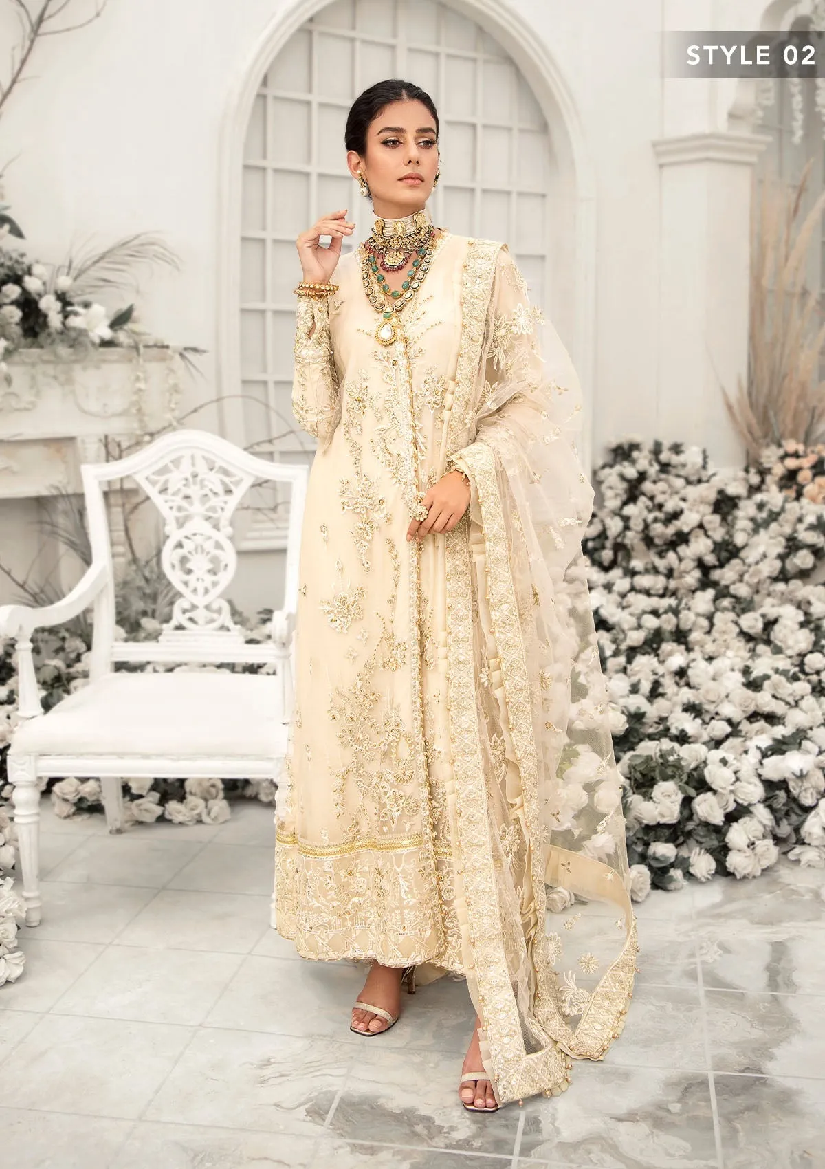 Wedding Festive '22 - Look 06 |  AIK Atelier Wedding Festive Unstitched Luxury Collection 2022 | Embroidered Net Organza Suits