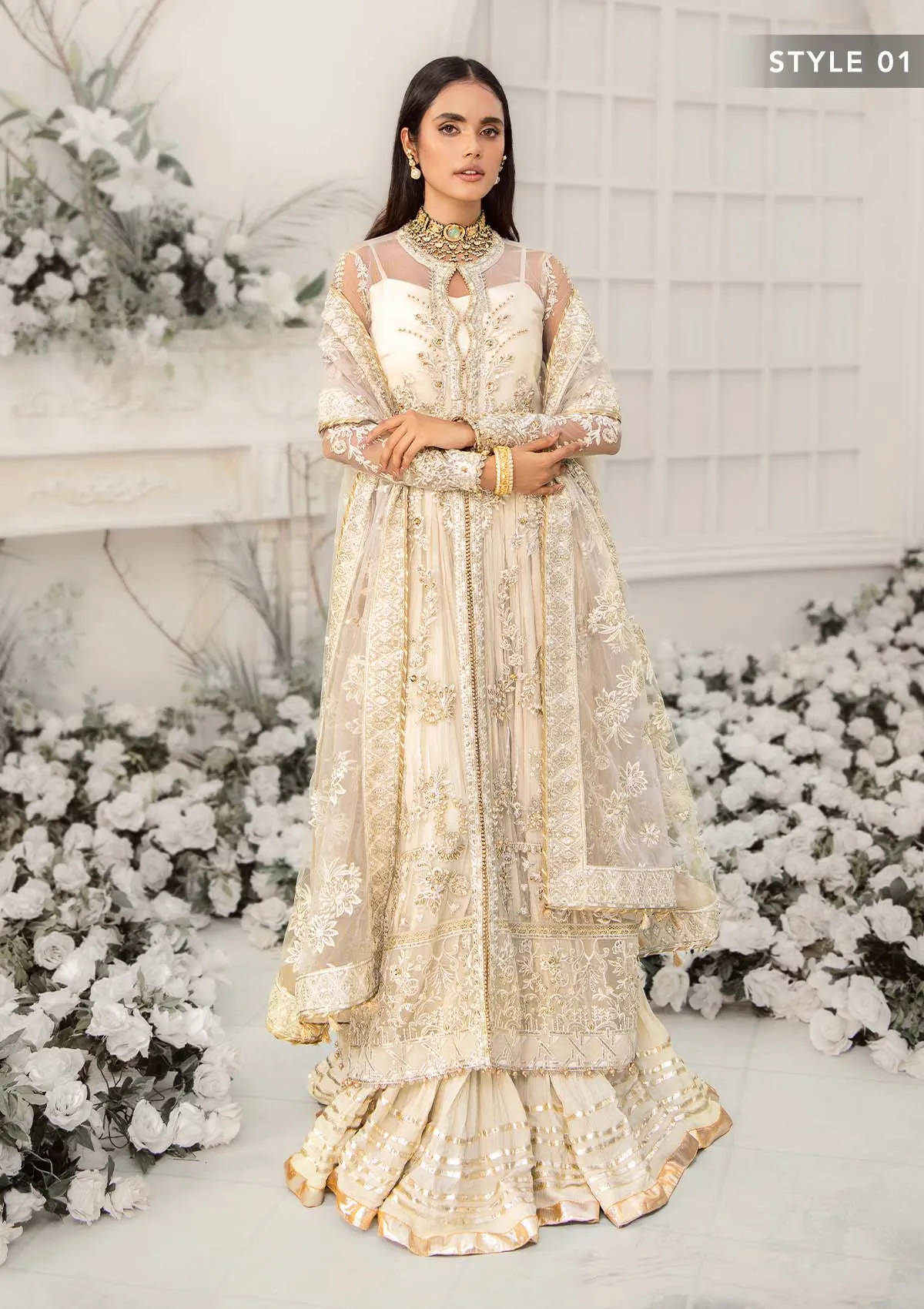 Wedding Festive '22 - Look 06 |  AIK Atelier Wedding Festive Unstitched Luxury Collection 2022 | Embroidered Net Organza Suits