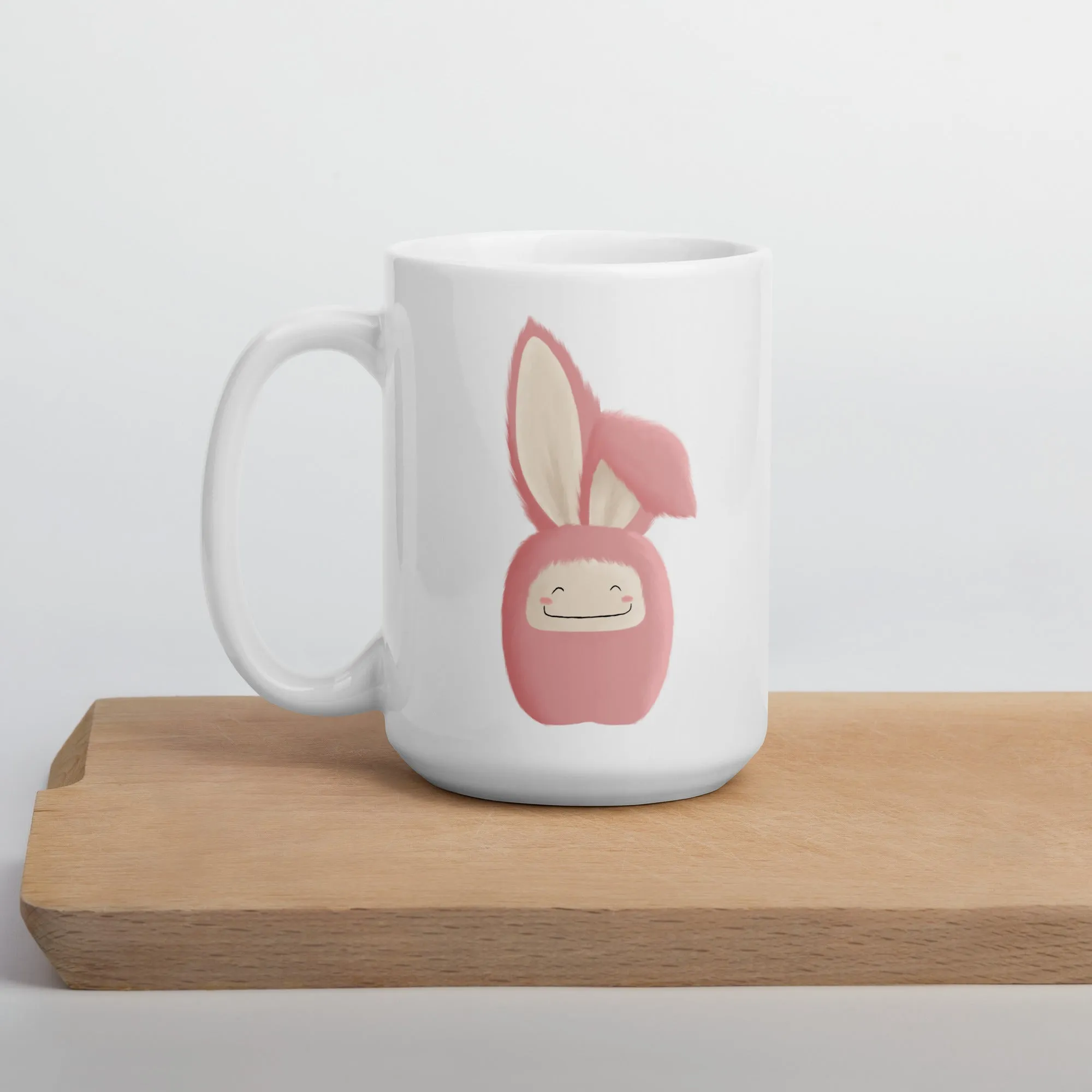 White glossy mug Bunny Pink