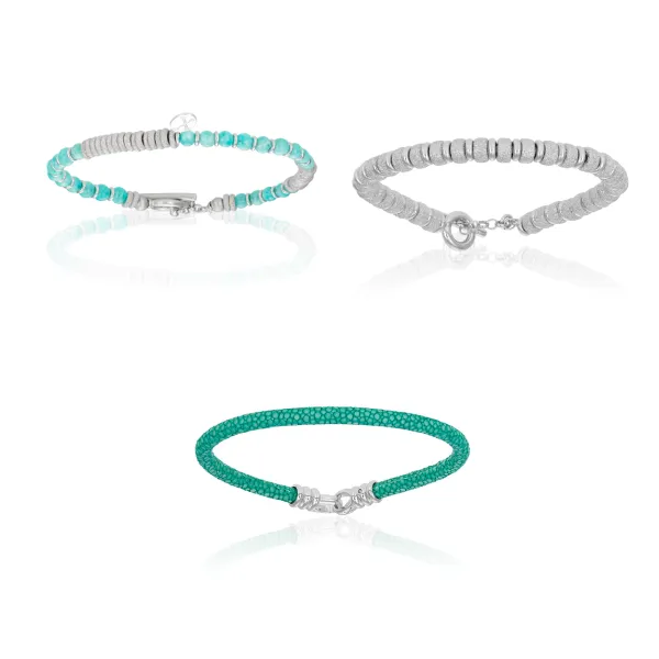 White Gold and Blue Bracelets Gift Idea for her