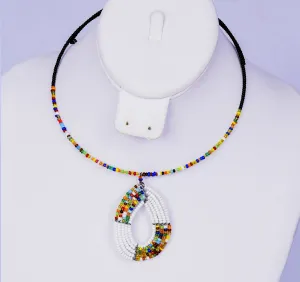 White Multicolor Beaded Necklace