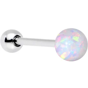 White Synthetic Opal 6mm Ball Internally Threaded Barbell Tongue Ring