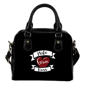 Wife Mom Boss Handbag Red Heart Tattoo Design