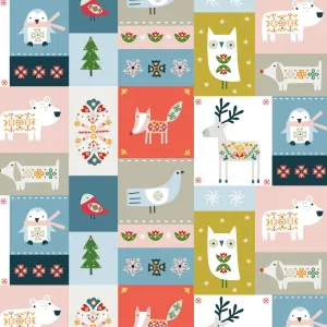 Winter Folk, Patchwork Animals - 20" REMNANT