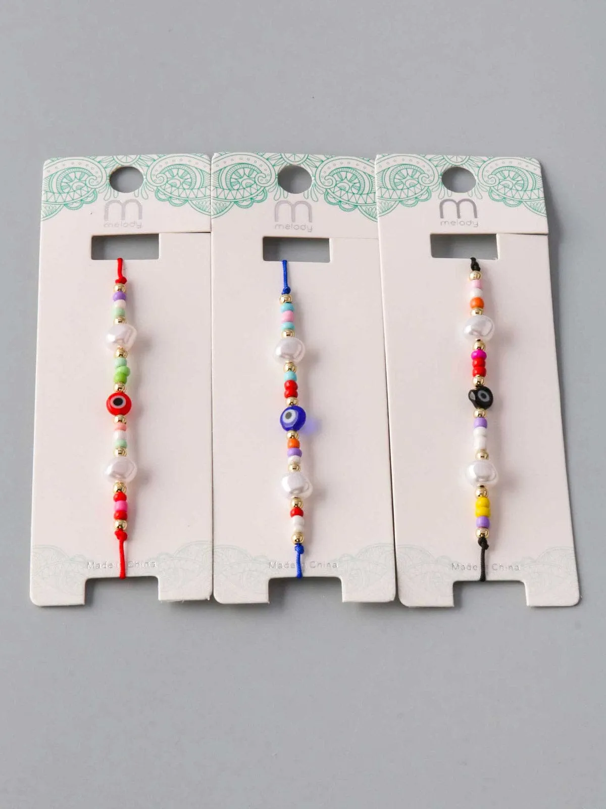 WOMEN'S FASHION ASSORTED COLORS EVIL EYE BEADS BRACELET