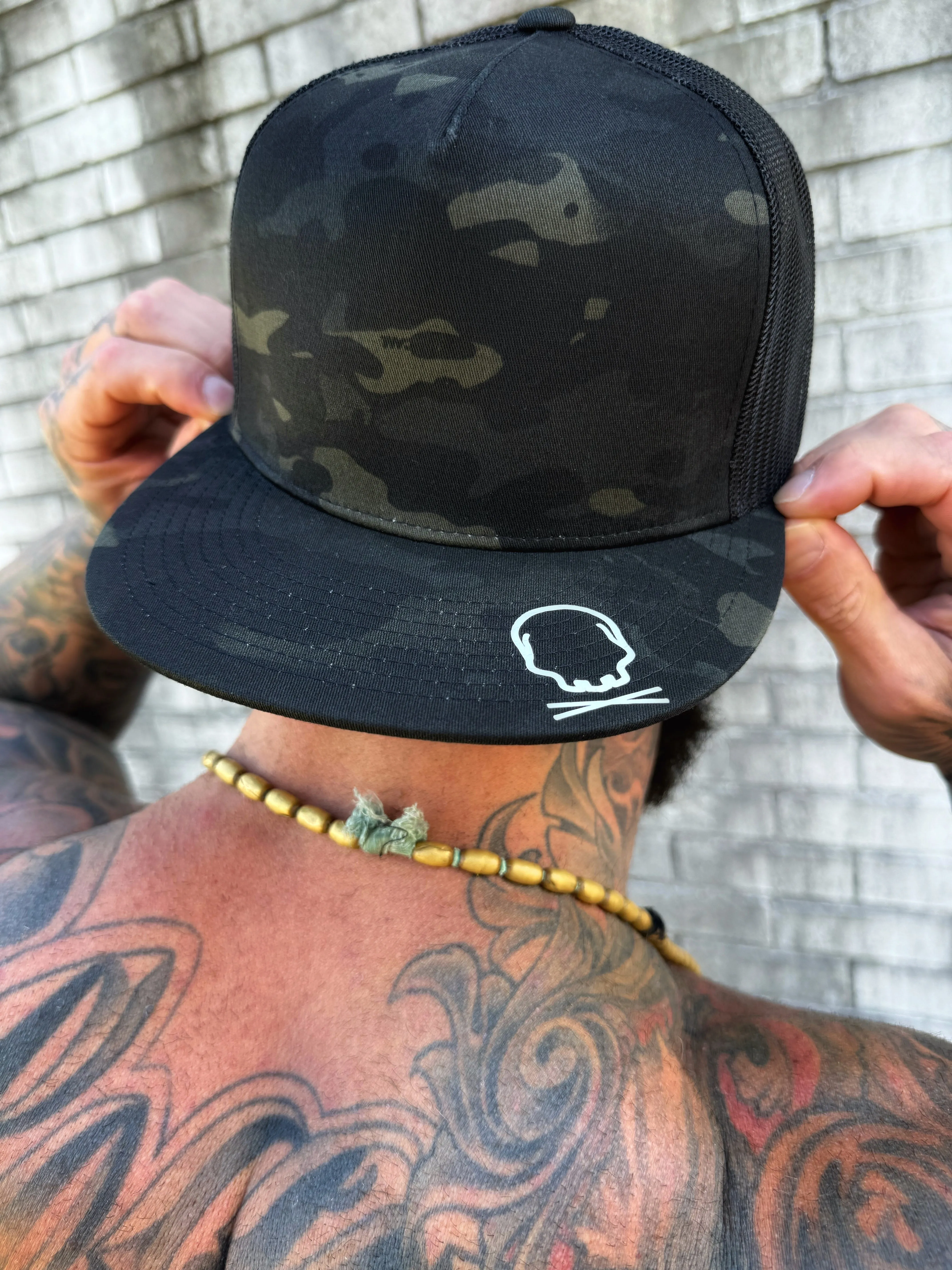 WORK HARDER BLACK CAMO SIDE STYLE BLACK HAT