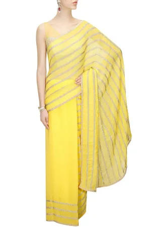 Yellow Colour Embellished Sari