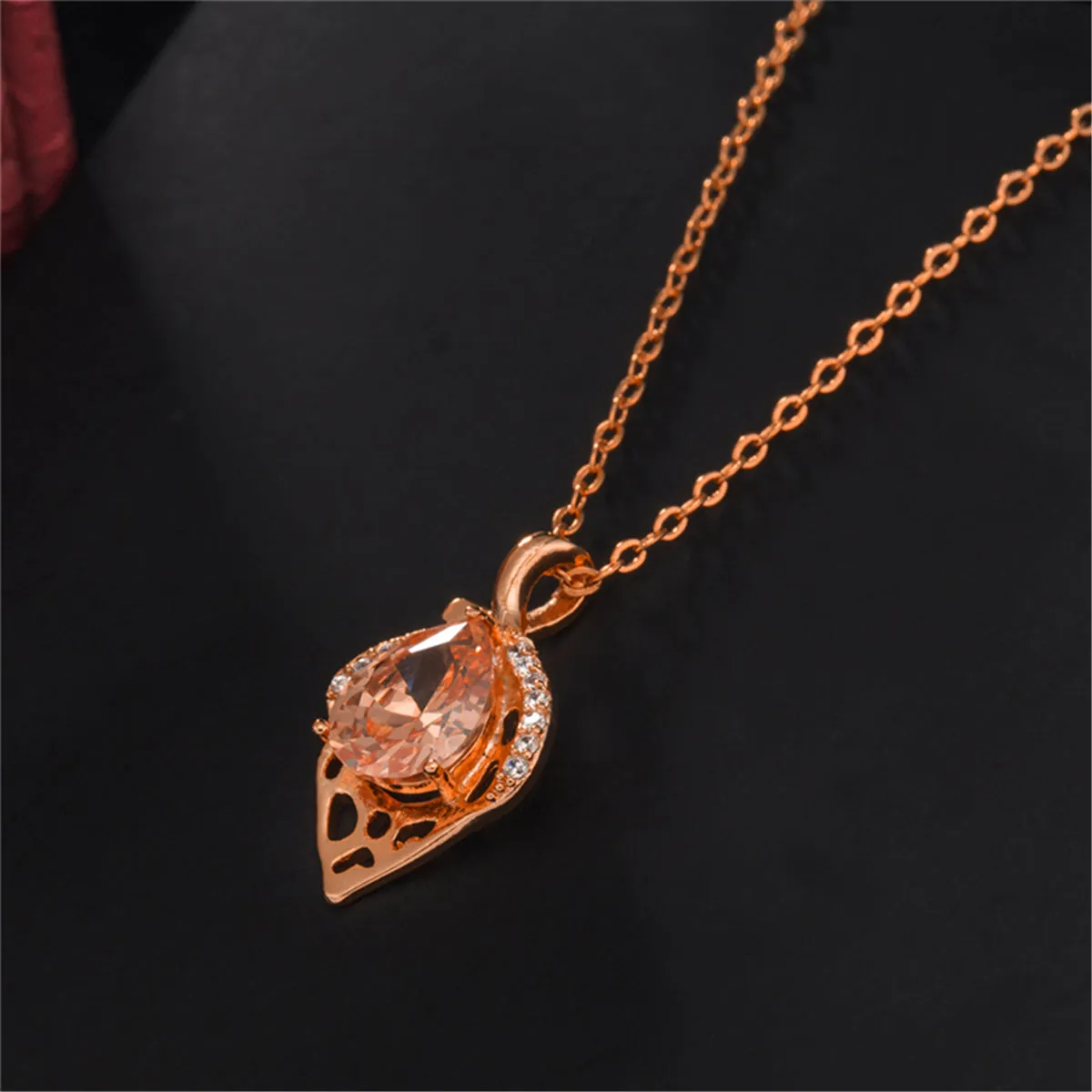 Yellow Crystal & Cubic Zirconia Pendant Necklace