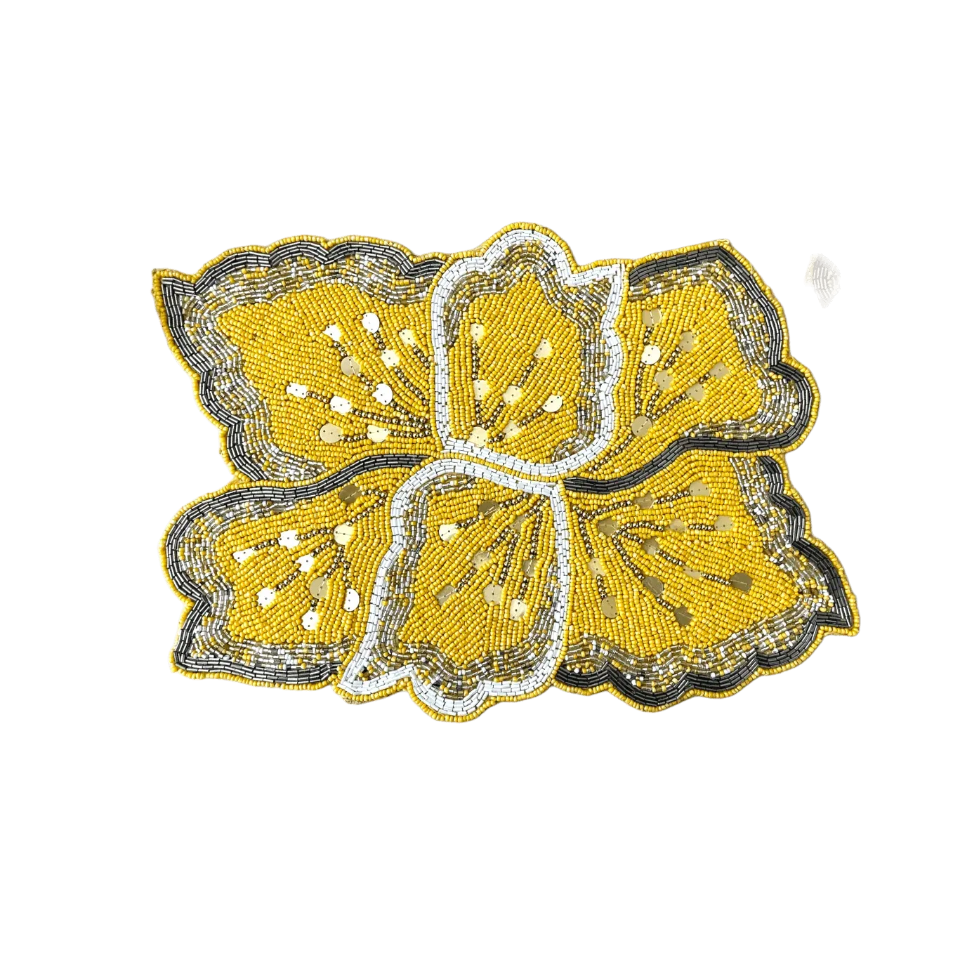 Yellow Floral Shaped Beaded Placemat