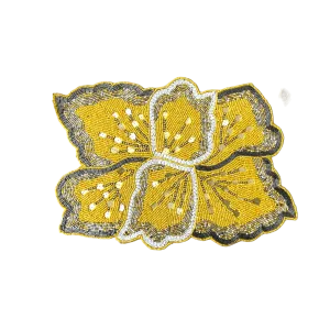 Yellow Floral Shaped Beaded Placemat