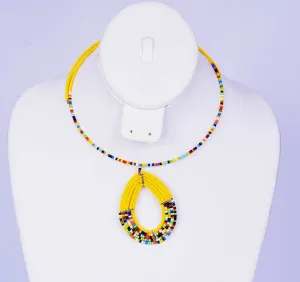 Yellow Multicolor Beaded Necklace