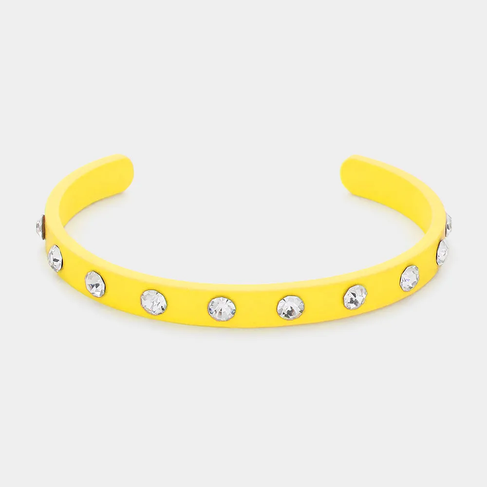 Yellow Studded Fun Fashion Cuff Bracelet | Outfit of Choice Jewelry |  594276