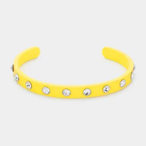Yellow Studded Fun Fashion Cuff Bracelet | Outfit of Choice Jewelry |  594276