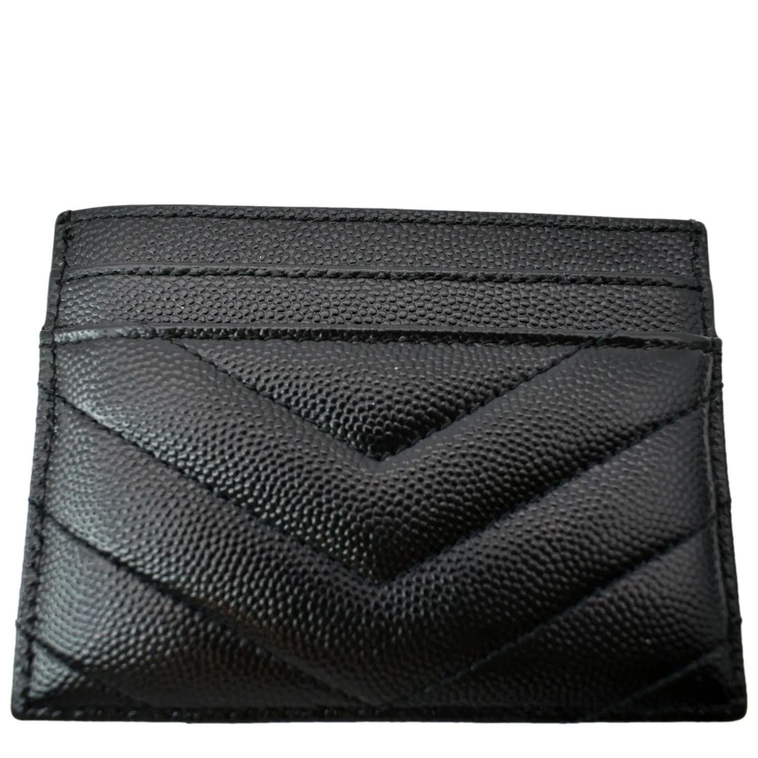 YVES SAINT LAURENT Monogram Grain Leather Card Case Black